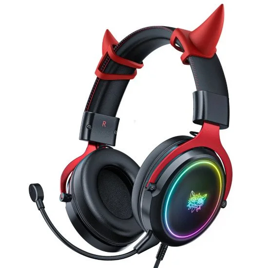Onikuma-Wired-Cross-Platform-RGB-Gaming-Headset-X10-Horn-Black/Red